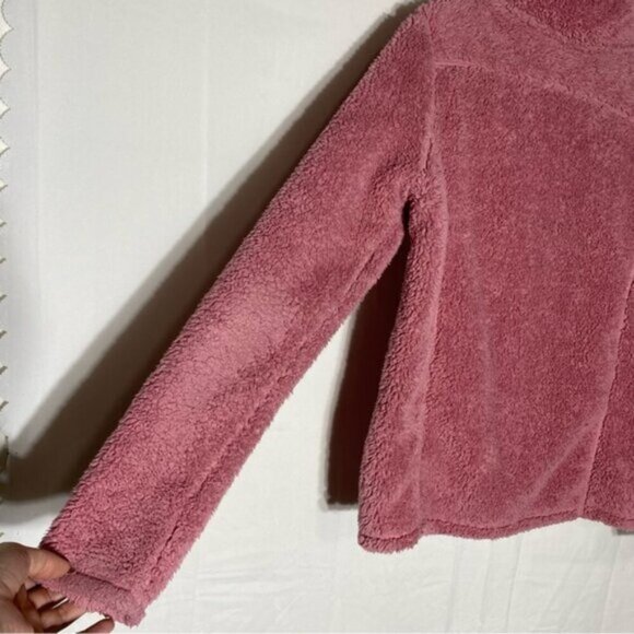 5/$25 Cloudveil Pink Fuzzy Sherpa Full Zip Mock Neck Sweater Light Jacket S - Picture 13 of 16